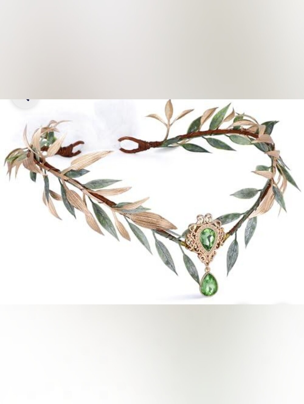 Elf Fairy Woodland Green Rhinestone Tiara Headpiece Crown